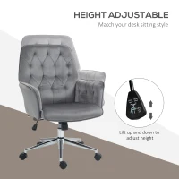 Vinsetto Linen Computer Chair with Armrest, Modern Swivel Chair with Adjustable Height, Dark Grey(m-4)