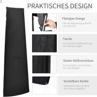 Outsunny Schutzhülle für Sonnenschirme, Abdeckung für Sonnenschirme, wetterbeständig, mit Seitentasche, Schwarz(m-5)