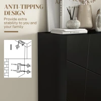 HOMCOM Narrow Shoe Storage Cabinet with Soft-Close Hinges and Adjustable Shelves for 15-20 Pairs of Shoes, Black(m-8)