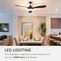 HOMCOM Reversible Indoor Ceiling Fan with Light, Modern Mount LED Lighting Fan with Remote Controller, for Bedroom, Living Room, Brown(m-5)