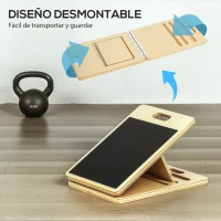 SPORTNOW Barra Pilates con Bandas Elásticas Tabla Inclinada Ajustable y Resistencia Personalizable para Estiramientos 90x33x3 cm(m-7)