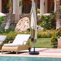 Outsunny Sonnenschirm Schutzhülle bis Ø300 cm Abdeckung Schirmschutzhaube mit Reißverschluss Oxfordstoff Beige + Kaffee  Ø50 x 190 cm(m-2)