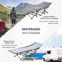 Outsunny Lettino da Campeggio Pieghevole e Imbottito con Tasca Portaoggetti, 188x64.5x53 cm, Grigio chiaro(m-4)