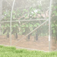 Outsunny Polytunnel Greenhouse Walk-in Grow House with PE Cover, Door and Galvanised Steel Frame, 4 x 3 x 2m, Clear(m-8)