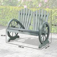 Outsunny Fir Wood Love Seats with Wheel-Shaped Armrests, Large Load-Bearing Chair, Grey(m-3)