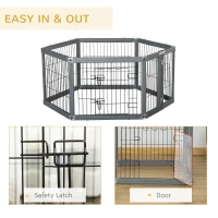 PawHut Dog Play Pen 6 Panel Pet Playpen Foldable Puppy Playpen Rabbit Guinea Pig Run w/ Door for Indoor & Outdoor(m-5)