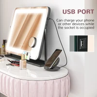 HOMCOM LED Light Tabletop Makeup Mirror, with Adjustable Settings(m-5)