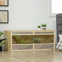 PawHut Terrarium en bois OSB pour reptiles avec porte coulissante en verre - 120 x 50 x 50 cm naturel(m-2)