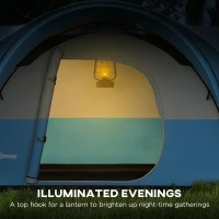 Outsunny 3000mm Waterproof Camping Tent for 5-6 Man, Family Tent with Porch and Sewn in Groundsheet, Portable with Bag, Blue(m-7)