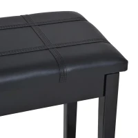 HOMCOM Faux Leather Piano Stool Makeup Dressing Stool Bench Dressing Table Seat with Storage 75L x 35W x 49H (cm) - Black(m-9)