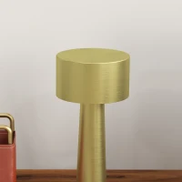 HOMCOM Tischleuchte, kabellos, wiederaufladbar, Touch-Steuerung, LED-Licht, Metallkörper, Farbe: Gold(m-8)