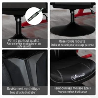Vinsetto Fauteuil gamer chaise de jeu gaming pivotante 360° ergonomique hauteur réglable accoudoirs revelables coussin têtière inclus revêtement similicuir 67 x 70 x 106-112 cm gris clair et noir(m-7)