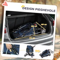PawHut Passeggino per Cani Pieghevole con Cestino e Portabicchiere, Peso Max. 10 kg, 75x45x97cm, Blu Scuro(m-5)