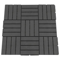 Outsunny Caillebotis - Dalles terrasse - Lot de 9 - emboîtables, Installation très Simple - Petits Carreaux Composite Plastique Imitation Bois Noir(m-11)