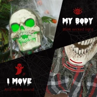 HOMCOM 70cm Groundbreaker Skeleton Halloween Animatronic, with Glowing Eyes(m-5)