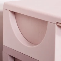 HOMCOM Aufbewahrungsboxen für Kinder, 3 Schubladen, abgerundete Kanten, erhöhtes Design, 37x37x56,5 cm, Rosa(m-8)