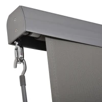Outsunny Senkrechtmarkise Balkonmarkise Vertikalmarkise Windschutz Seitenrollo Sichtschutz mit Handkurbel Polyesterstoff+Aluminium Grau 250 x 140 cm(m-8)