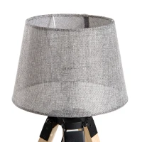 HOMCOM Tischleuchte Tischlampe Nachttischlampe Leinenoptik, Kiefer+Polyester, 24x24x45cm (Grau)(m-5)