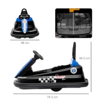HOMCOM 6V Electric Kids Bumper Car, 6V Spin Waltz Car, with Music, Horn, Lights - Black(m-3)
