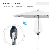 Outsunny Ombrellone da Giardino 3x2.5 m Inclinabile con Palo Smontabile, in Metallo e Poliestere Bianco(m-5)