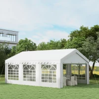 Outsunny 6m x 4m Heavy Duty Garden Gazebo for Parties, Wedding and Events, White(m-3)