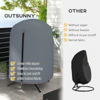 Outsunny 190 x Φ128cm Hanging Egg Chair Furniture Cover - Grey(m-5)