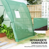 Outsunny Szklarnia z łukami z workami na piasek i pokrywą plastikową, 2 drzwi rolowane, okna siatkowe, przenośna, 1,8 x 1,8 x 2 m, Zielona(m-5)