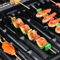 Outsunny Gasgrill mit 7 Brennern, inkl. Thermometer,  BBQ -Grill, mobiler Grill, Schwarz(m-9)