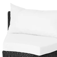 Outsunny Divano da Esterno in Rattan, Set 5 Pezzi con Pouf, Salottino per il Giardino Nero e Bianco 96cmx 68cmx 65cm(m-9)