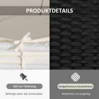 Outsunny Sonneninsel mit Baldachin; Gartenmöbelset mit Sonnendach, inkl. Kissen, Creme + Schwarz(m-4)