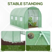 Outsunny Walk-in Polytunnel Greenhouse, Outdoor Garden Tunnel Greenhouse Tent with Zipped Roll-Up Door and 6 Mesh Windows, 3 x 2M(m-7)