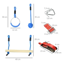 Outsunny Ninja Kletterset, Slackline, 30-teilig, 10 m Seil, für Kinder 3-6 Jahren(m-3)