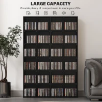 HOMCOM CD Storage Unit with Adjustable Shelves, 89 x 130.5 cm, Black(m-4)