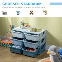 HOMCOM Aufbewahrungsbox für Kinder, Kinder-Aufbewahrungsbox, 3 Schubladen, Blau(m-4)