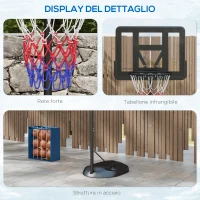 SPORTNOW Canestro Basket ad Altezza Regolabile con Base Riempibile, Canestro da Basket in Acciaio e PE, Nero(m-7)