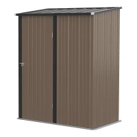 Outsunny Gerätehaus 1,34 m² Geräteschrank mit Pultdach abschließbar Gartenhaus Geräteschuppen aus verzinkter Stahl 161,5 x 94,5 x 196 cm Braun(m-11)