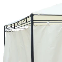 Outsunny Cenador de Jardín 4x3 m Pabellón con 4 Paredes Laterales y Techo con 12 Orificios de Drenaje Marco de Metal para Reunión Familiar Fiestas Bodas Crema(m-5)