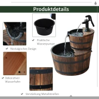 Outsunny Kaskadenbrunnen 2-stufig Gartenbrunnen Zierbrunnen Zimmerbrunnen Wasserspiel Wasserfall Wasserpumpe Tannenholz Dunkelbraun 44,5 x 44,5 x 58,5 cm(m-6)