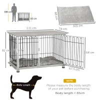 PawHut Indoor Dog Crate Furniture, Side End Table, with Soft Washable Cushion, Lockable Doors, for Large Dogs(m-3)
