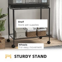 PawHut Two-Tier Bird Cage on Wheels, with Stand, for Small Birds(m-8)