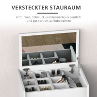 HOMCOM Schminktisch Kosmetiktisch Frisiertisch mit Hocker Klappspiegel Weiß 60 x 40 x 79cm(m-5)
