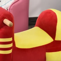 HOMCOM Cavallo a Dondolo per Bambini 18-36 Mesi a Forma di Moto, Cavallo per Bambini Cavalcabile in Legno e Peluche, Suoni Realistici, Max. 40kg, Rosso e Giallo(m-9)