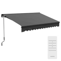 Outsunny 3 x 2m Aluminium Frame Electric Awning, with Remote - Dark Grey(m-11)