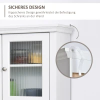 HOMCOM Küchenschrank mit Schublade, Hochschrank mit Glastüren und verstellbaren Ablagen, Küchenbuffet, Kommode, MDF, Spanplatte, 79 x 40 x 180 cm(m-7)