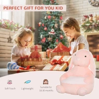 HOMCOM Kids Sofa Chair Children Plush Armchair Stuffed Cute Rabbit Toy Support Seat Learning Baby Nest Sleeping Cushion Bed Soft Snuggle Furniture Feeding Relaxing 60 x 50 x 59cm Pink(m-4)