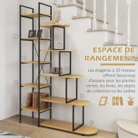HOMCOM Étagère de rangement bibliothèque 5 niveaux style industriel structure en acier 111,5 x 32 x 170 cm noir et couleur bois(m-5)