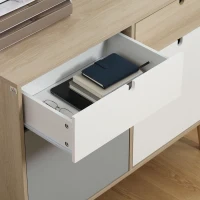 HOMCOM Aparador Auxiliar Mueble de Almacenamiento de Salón con 2 Armarios Cerrados y 2 Cajones Patas Elevadas de Madera de Pino para Cocina Dormitorio Entrada 100x40x79,5 cm Multicolor(m-8)
