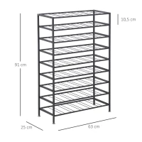 HOMCOM Étagère à vin rack pour bouteilles range-bouteilles capacité 54 bouteilles dim. 63L x 25l x 91H cm métal noir(m-3)