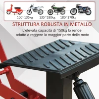 HOMCOM Cavalletto Alzamoto ad Altezza Regolabile con Manovella, in Acciaio e Gomma, 28x17.5x24.5-35.5 cm, Nero e Rosso(m-4)