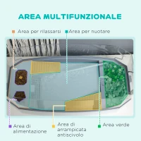 PawHut Vasca per Tartarughe Multifunzione con Tubo e Pompa d'acqua, 62x31x 23cm, Bianca(m-5)